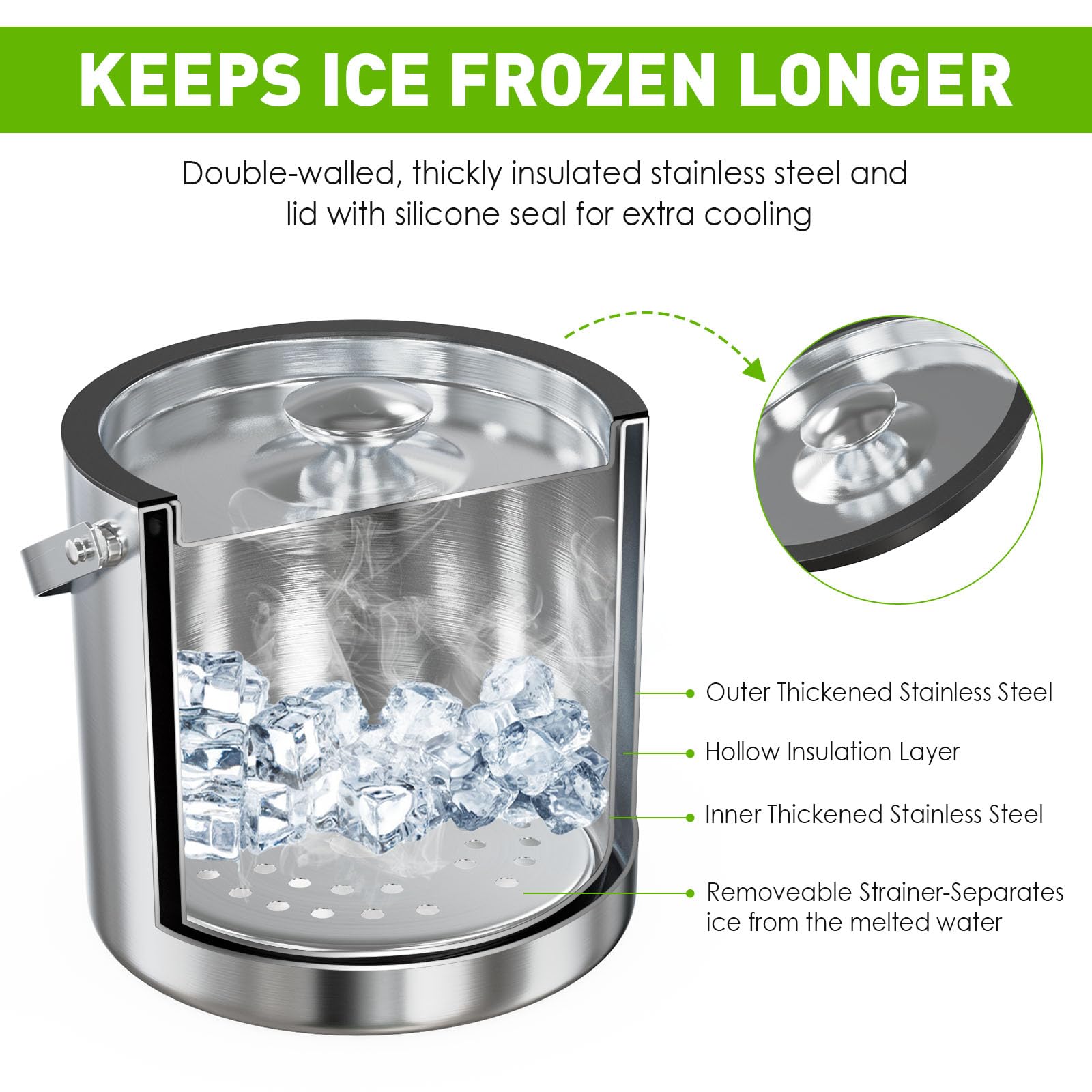 iHoo couvercle en silicone fermé garantissant étanchéité et meilleure rétention froide