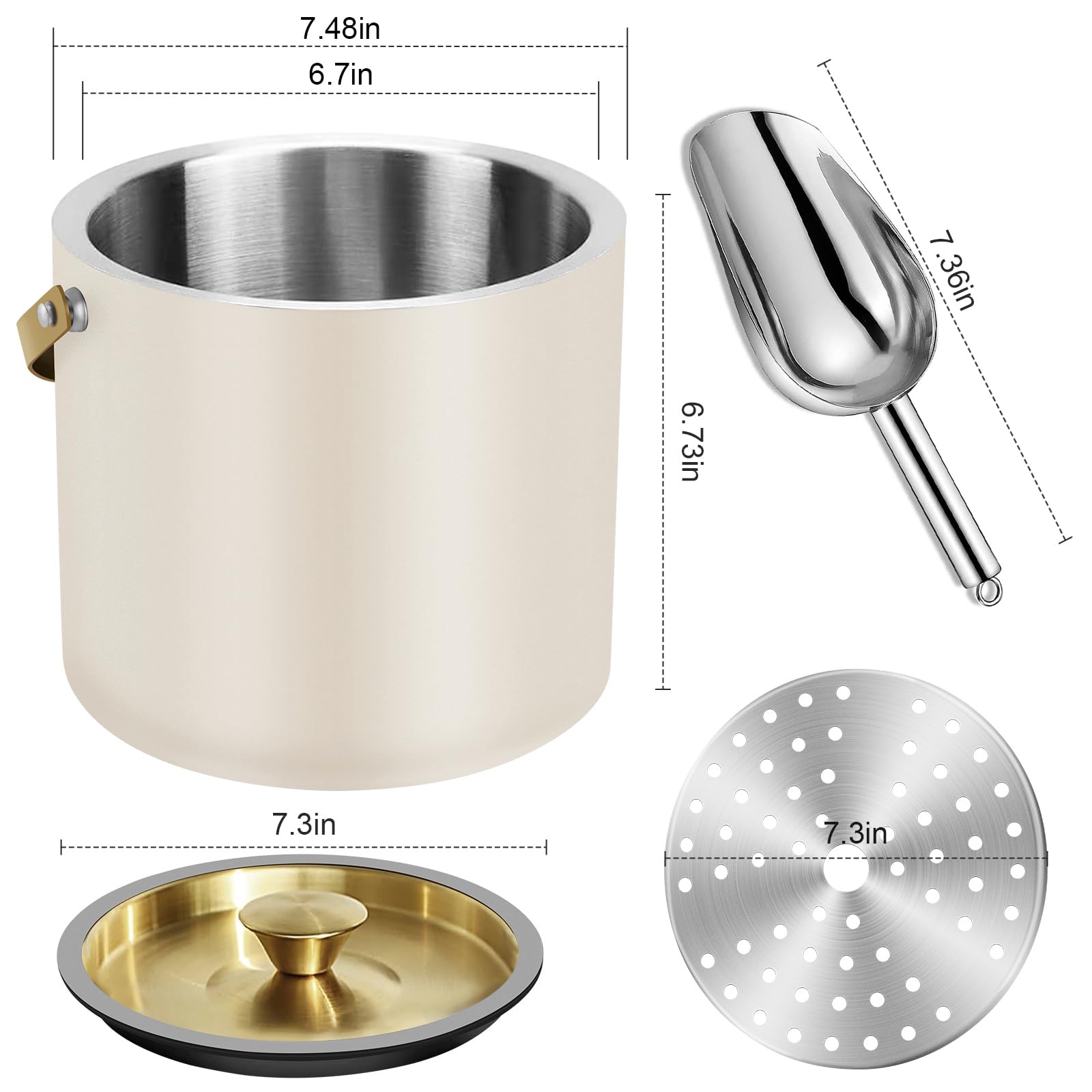 iHoo seau à glace poignée silicone antidérapante pour transport sûr