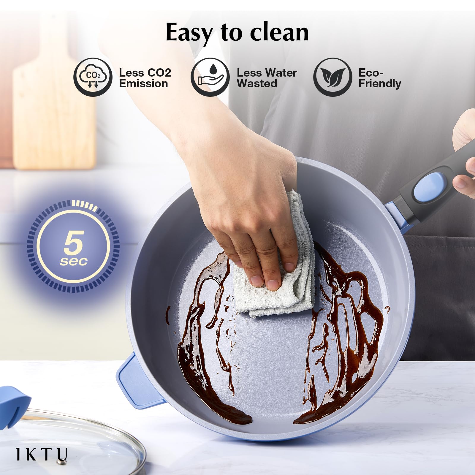 IKTU service à table sans poignée, présentation élégante et pratique