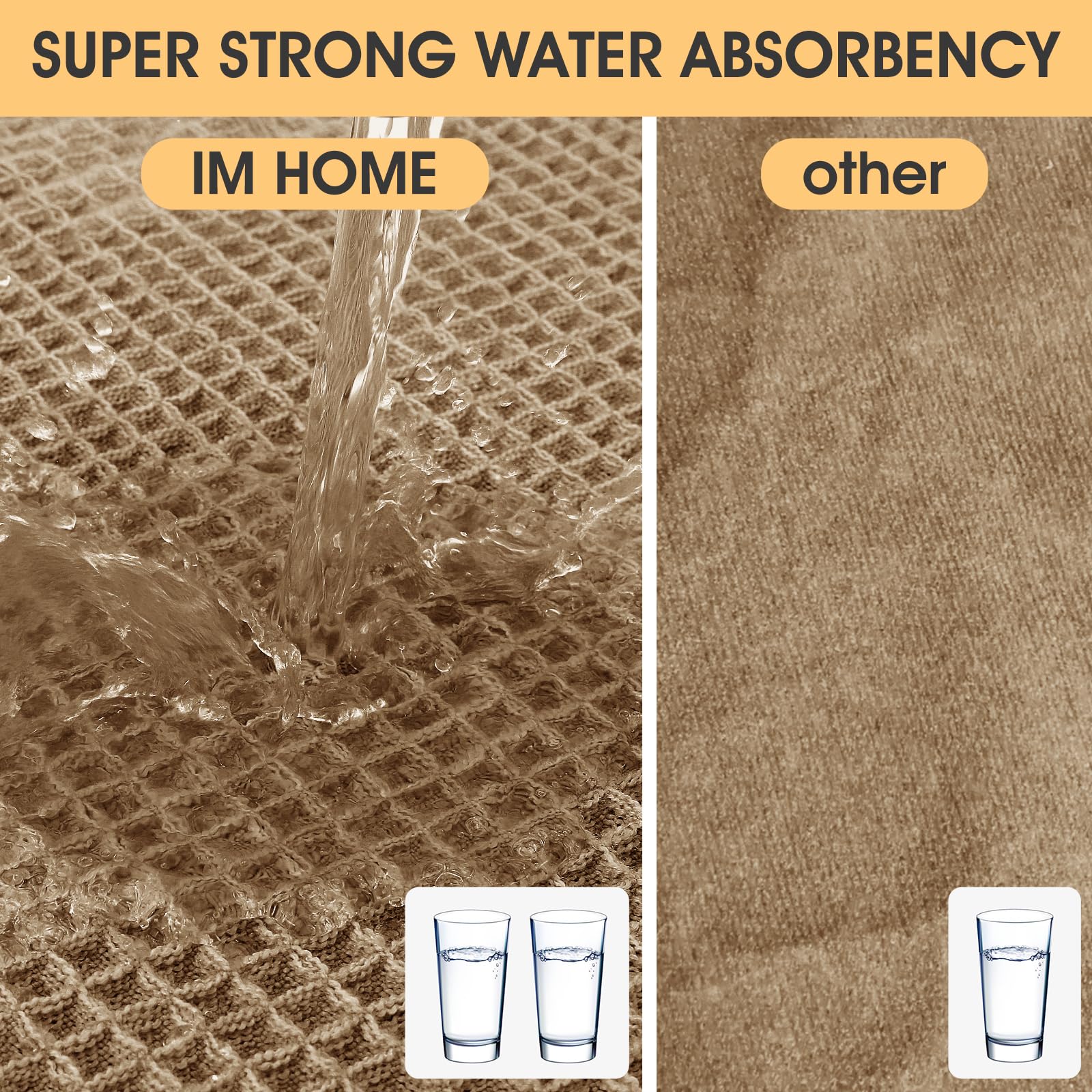 IM HOME gros plan de la texture gaufrée waffle montrant absorption