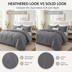 CozyLux Queen Comforter Set, Heathered Grey, 3 Pieces Bedding Sets