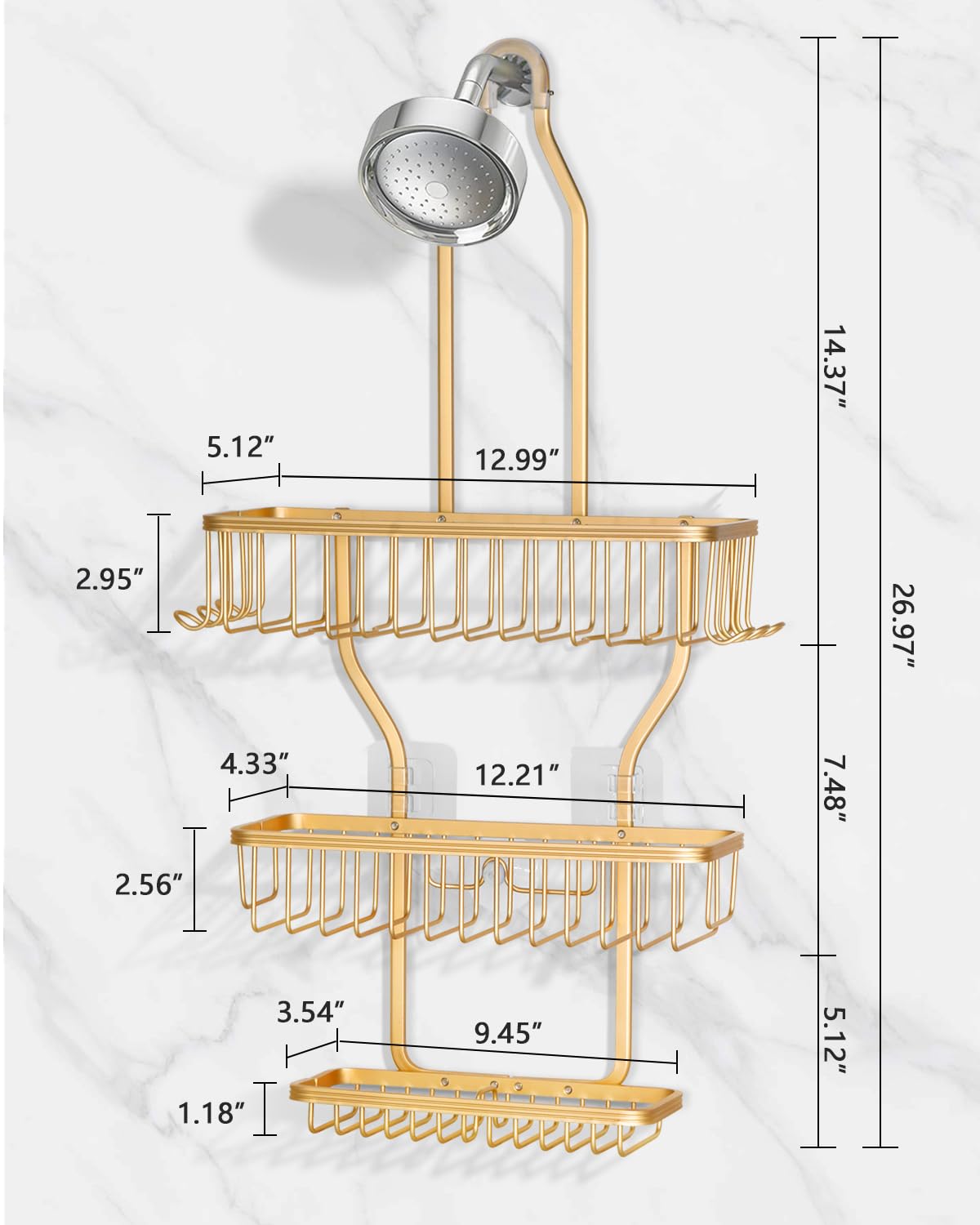 Schéma coté du rangement de douche MSAICOE
