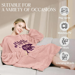Warmstorey couverture-pull Mama Bear rose — hoodie polaire oversized, capuche et poche pour maman, cadeau chaleureux