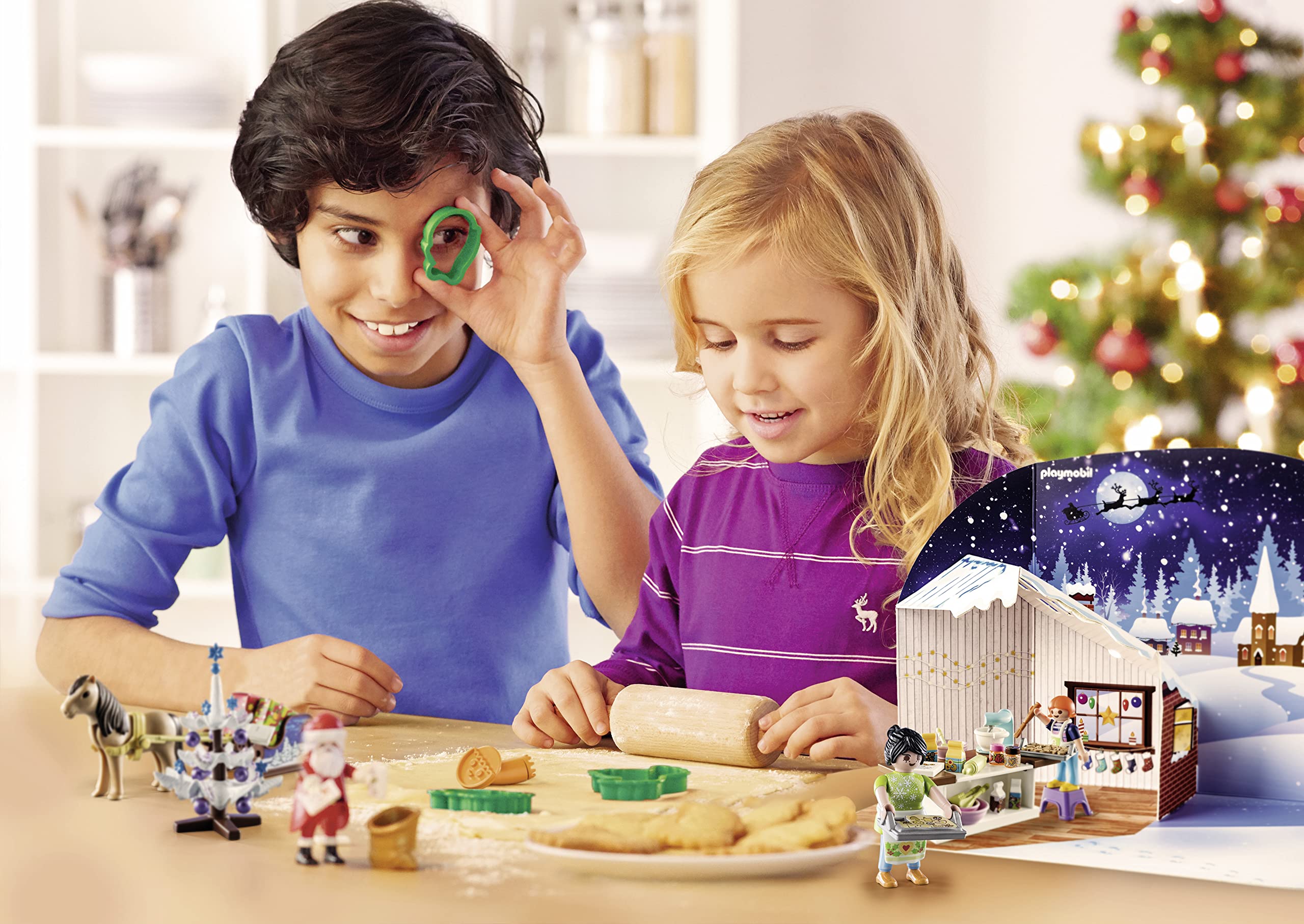 Playmobil Calendrier de l'Avent Christmas Baking - cuisine de Noël 24 surprises, double four et accessoires