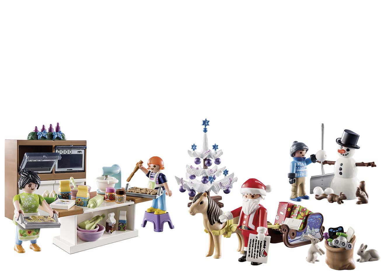 Playmobil Calendrier de l'Avent Christmas Baking - cuisine de Noël 24 surprises, double four et accessoires