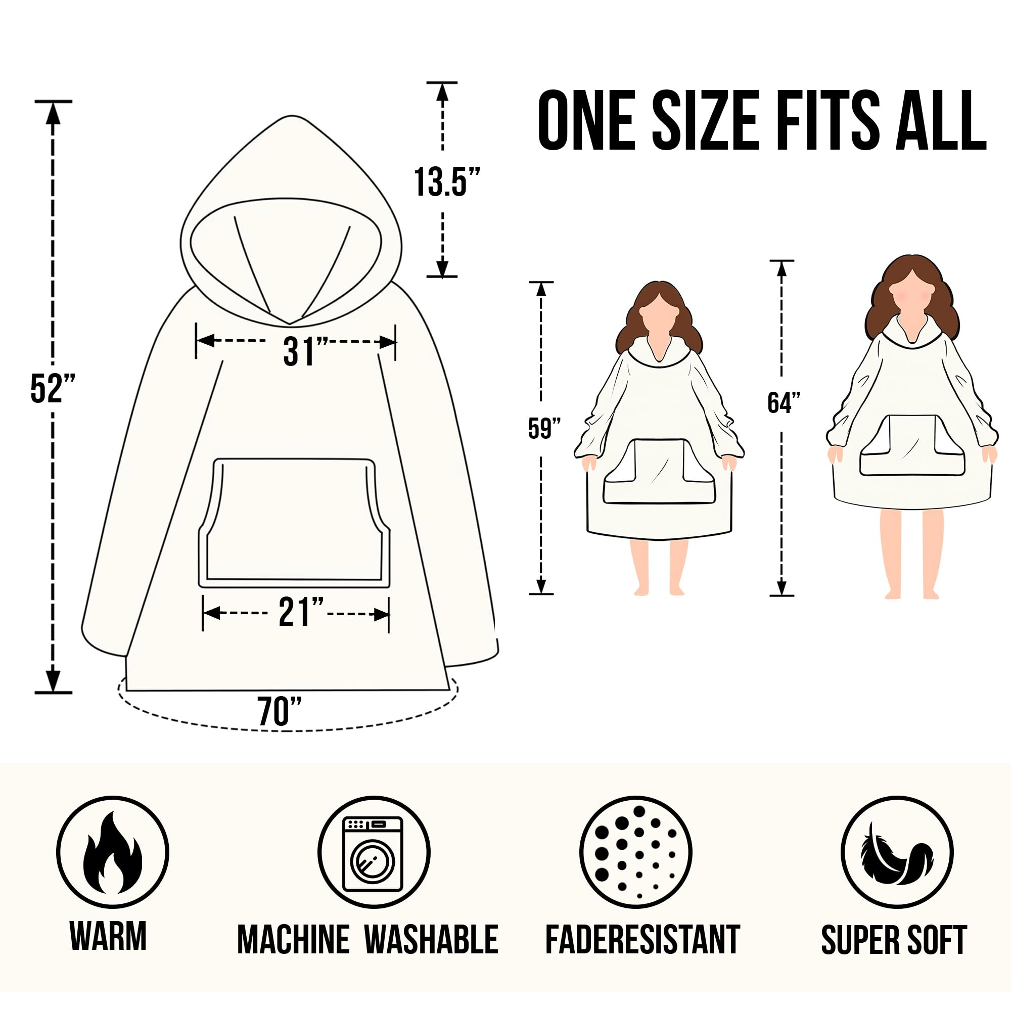 Warmstorey couverture-pull Mama Bear rose — hoodie polaire oversized, capuche et poche pour maman, cadeau chaleureux