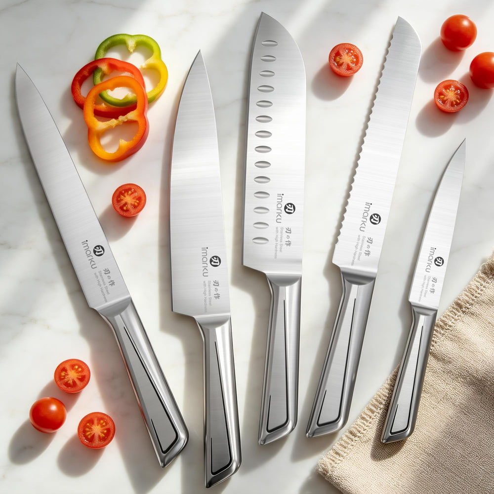 imarku couteau en action coupant légumes pour efficacité de préparation