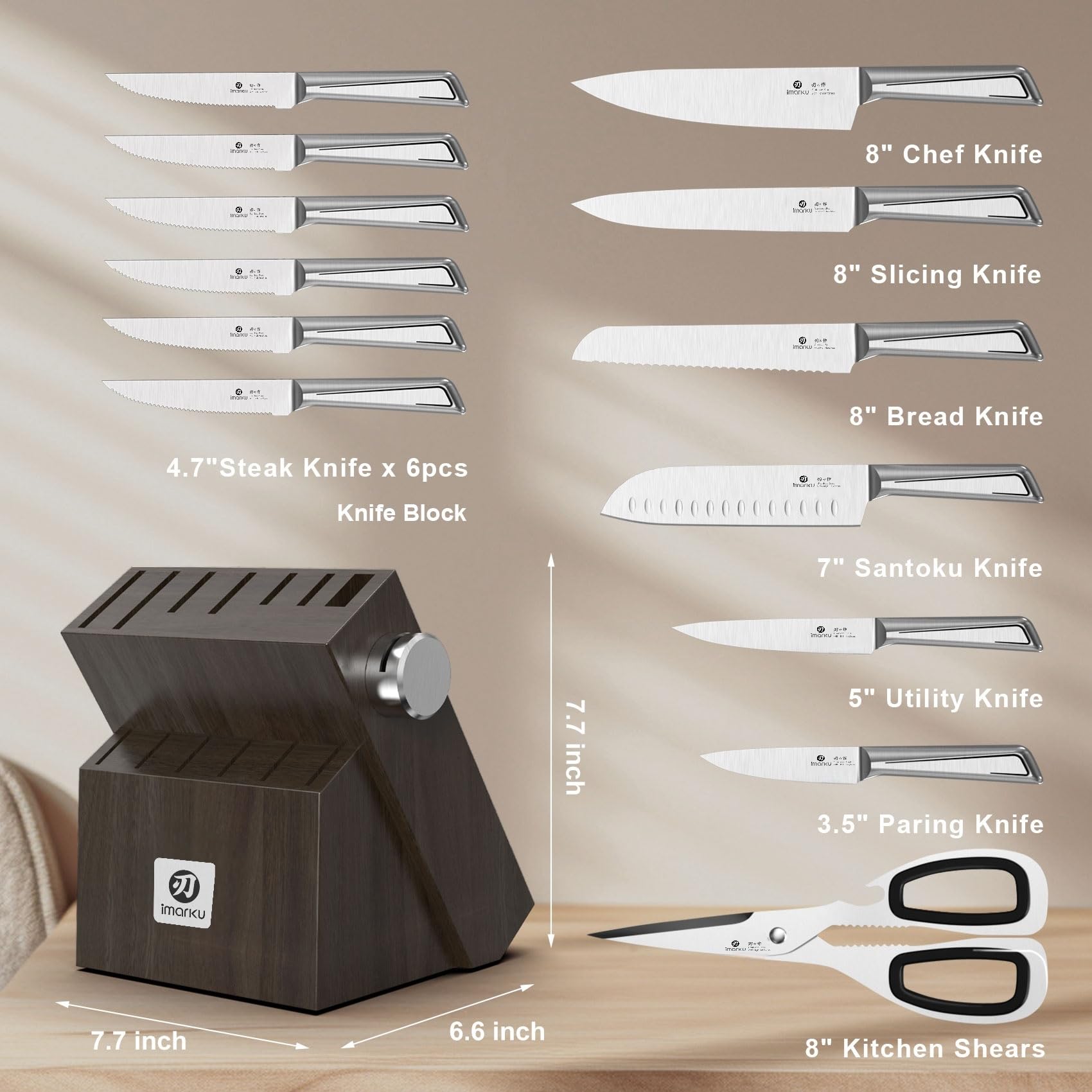 imarku ensemble de couteaux à steak dentelés pour trancher facilement