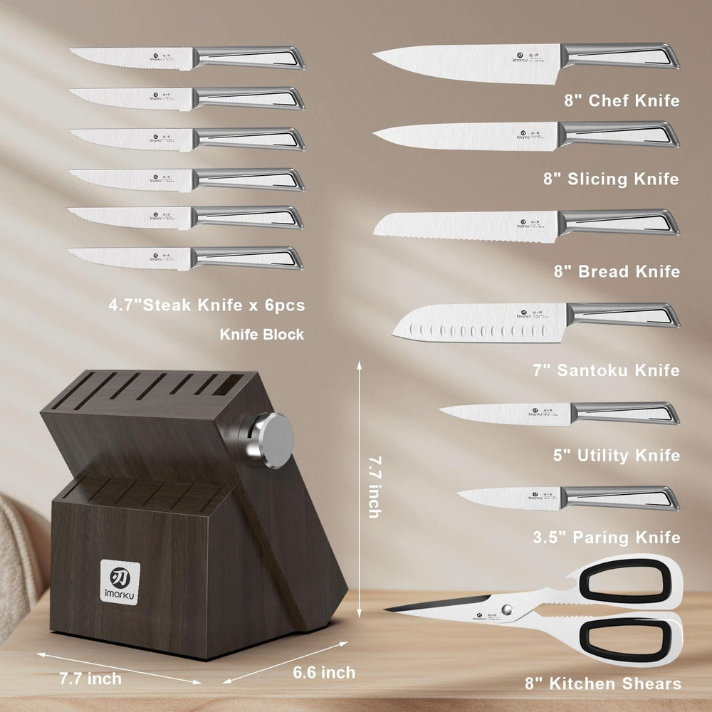 imarku ensemble de couteaux à steak dentelés pour trancher facilement