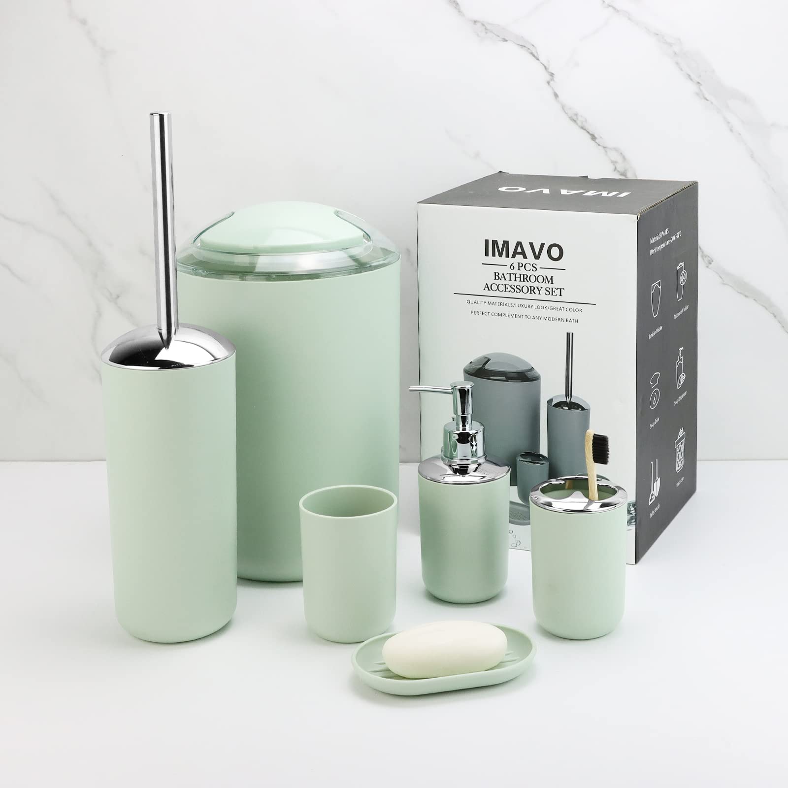 IMAVO porte-gobelet et porte-brosse vu du haut montrant organisation optimisée