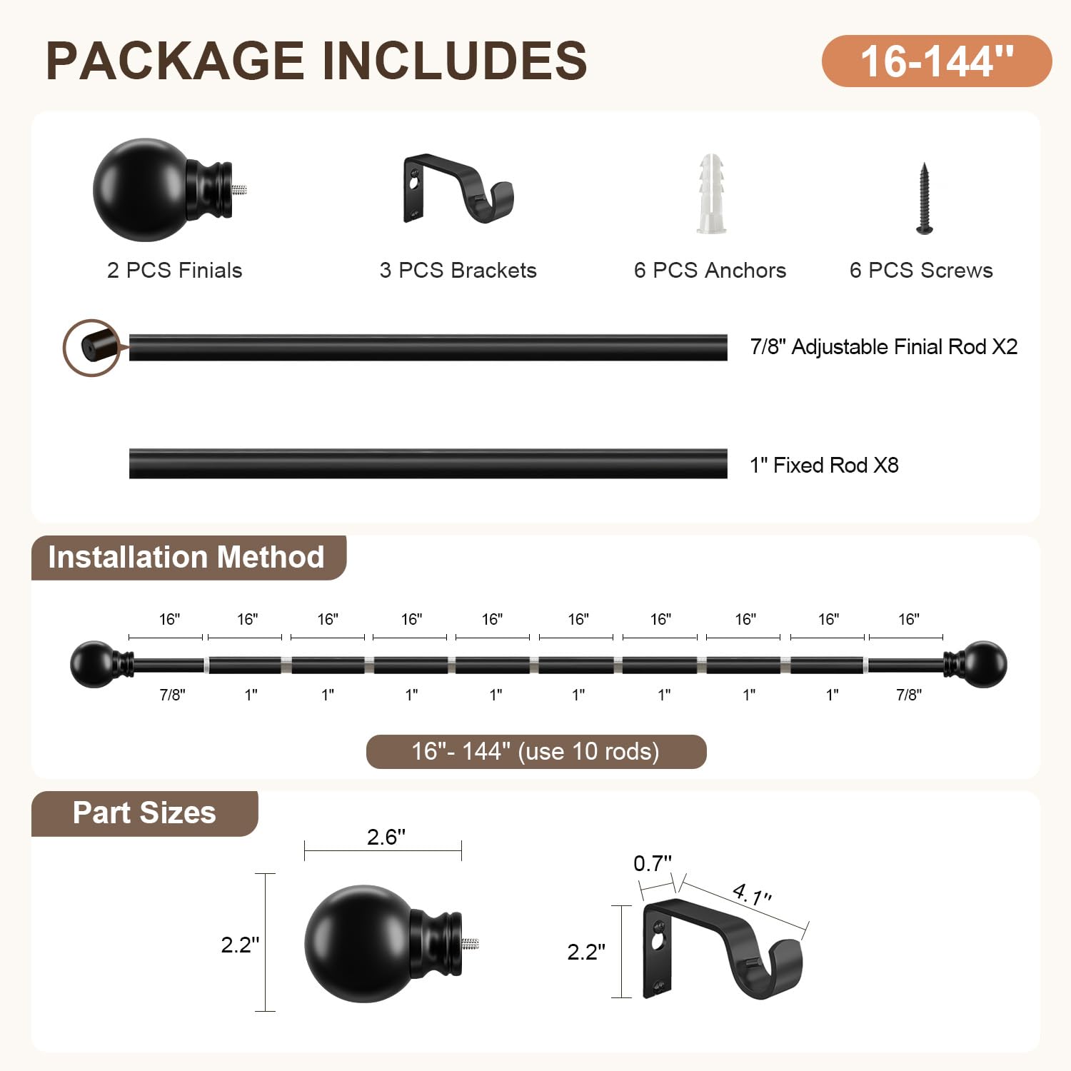 Immiehh quincaillerie incluse : vis, chevilles et supports pour montage complet