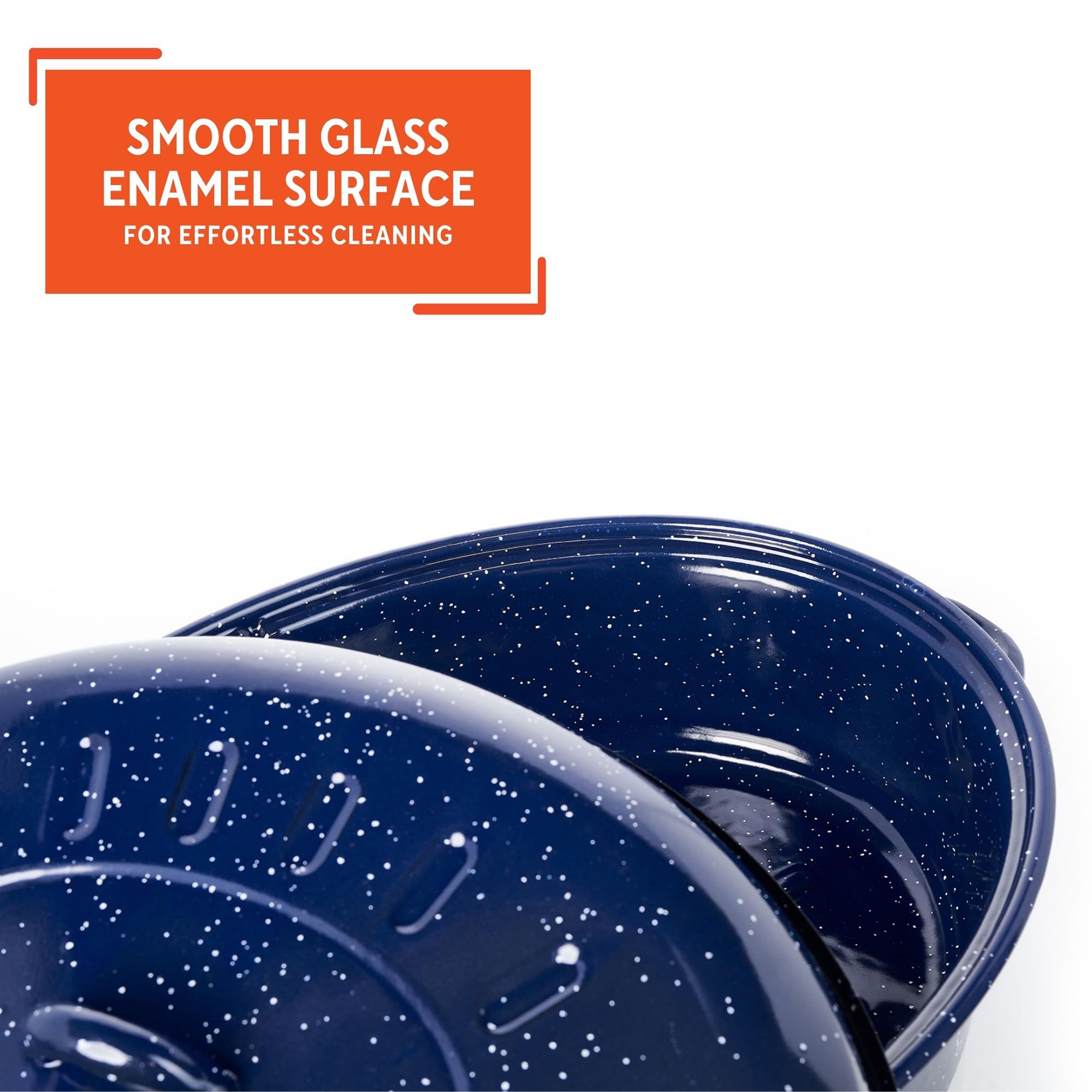 IMUSA texture émail bleu tavelé pour nettoyage simplifié