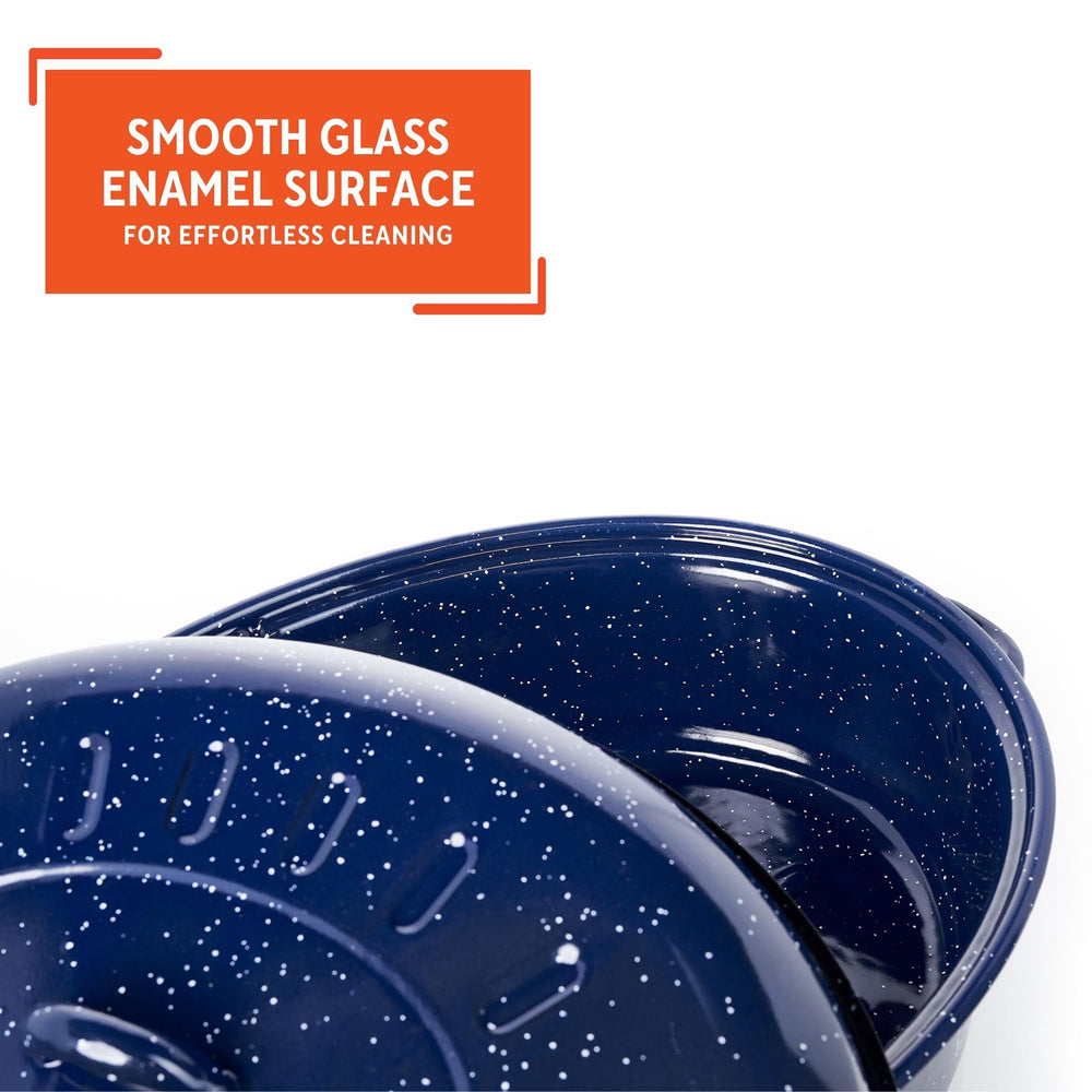 IMUSA texture émail bleu tavelé pour nettoyage simplifié
