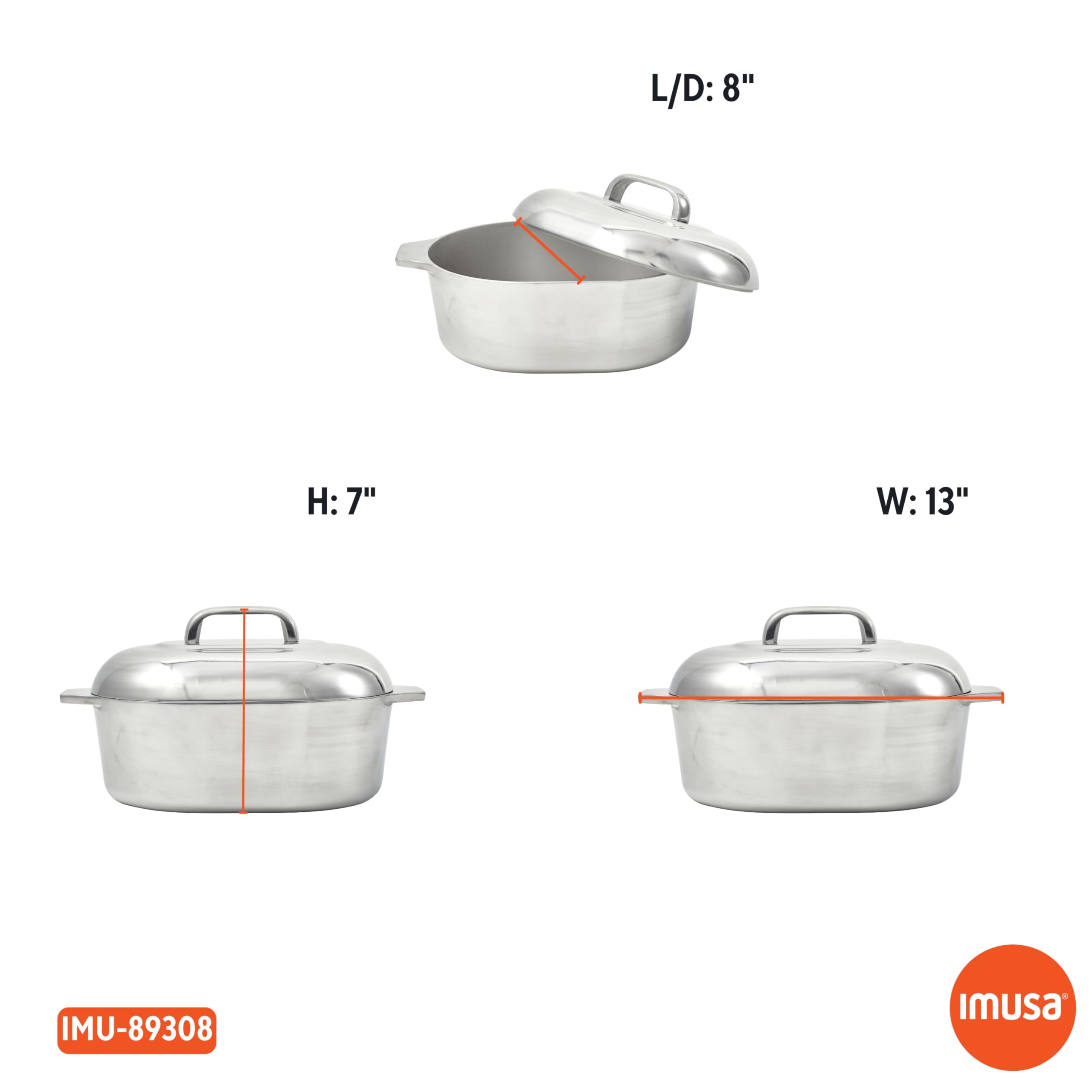 IMUSA rôtissoire profil avec couvercle montrant maintien d'humidité et cuisson