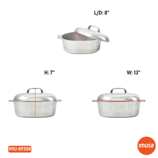 IMUSA rôtissoire profil avec couvercle montrant maintien d'humidité et cuisson