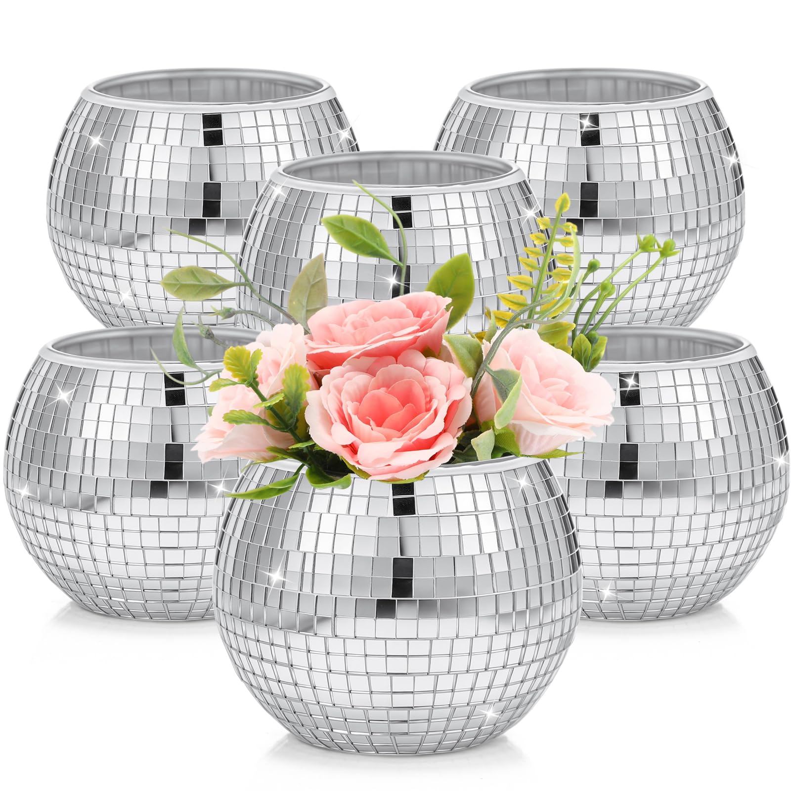 Inbagi vase disco vue de face montrant design argenté et impact décoratif