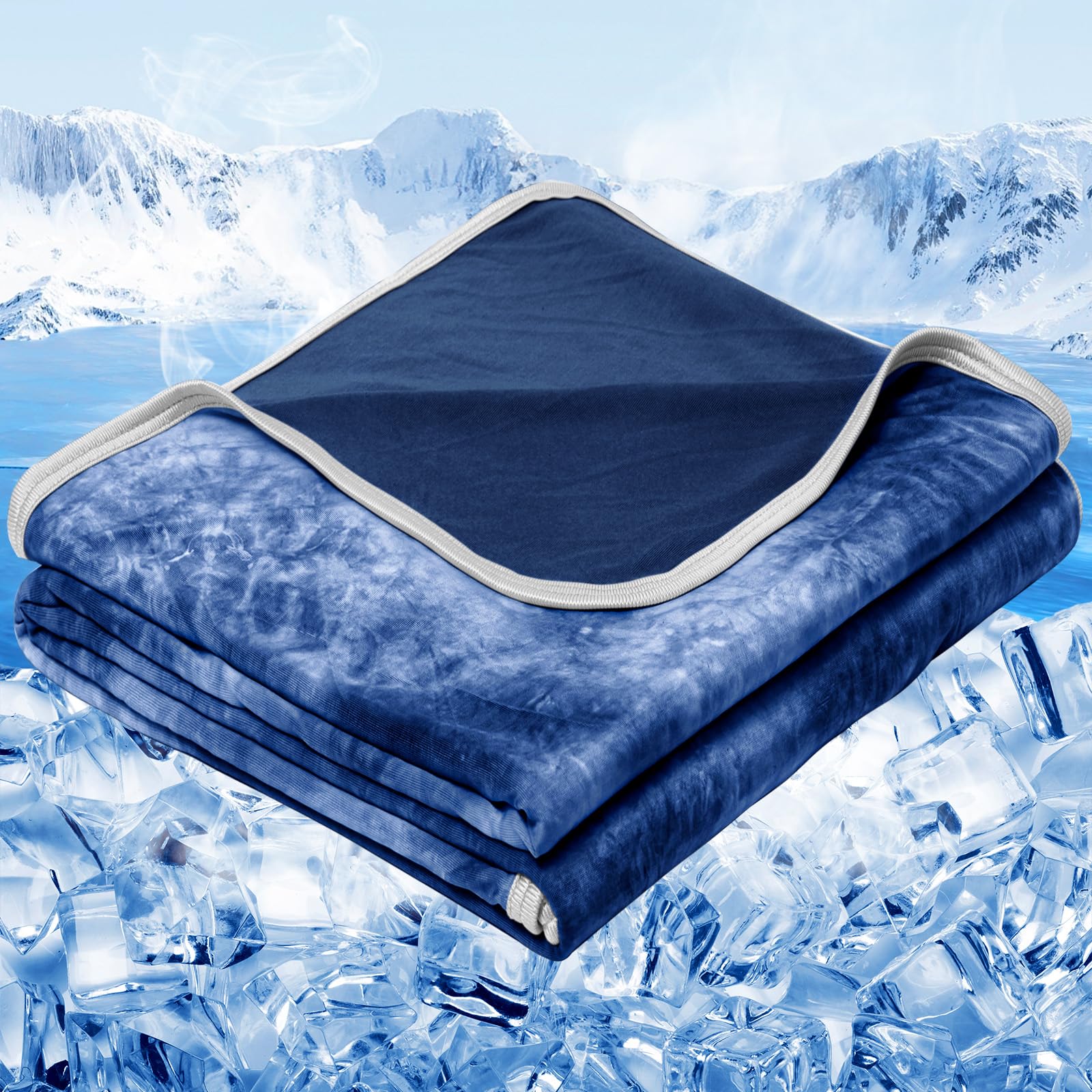 inhand couverture queen face avant navy montrant un toucher frais