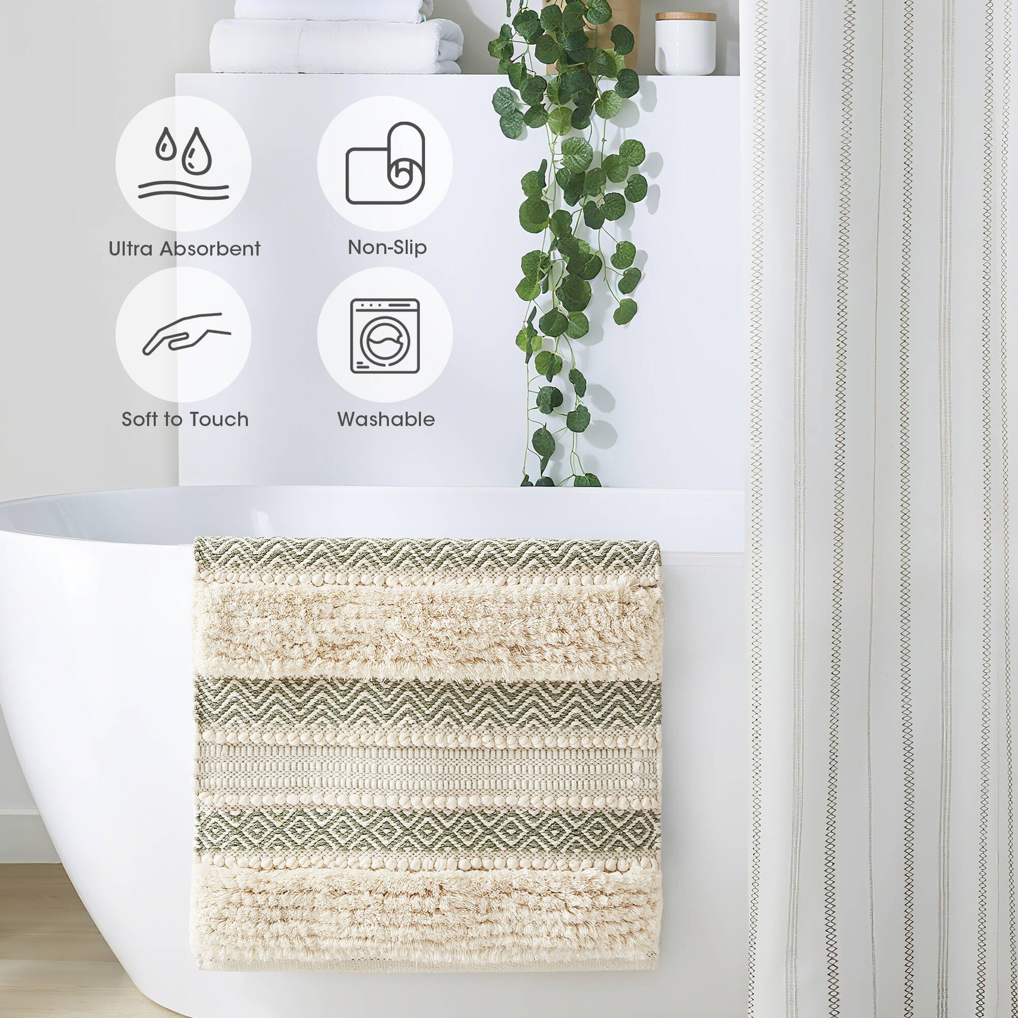 INK+IVY Asher gros plan sur tissage artisanal, texture shaggy pour confort tactile