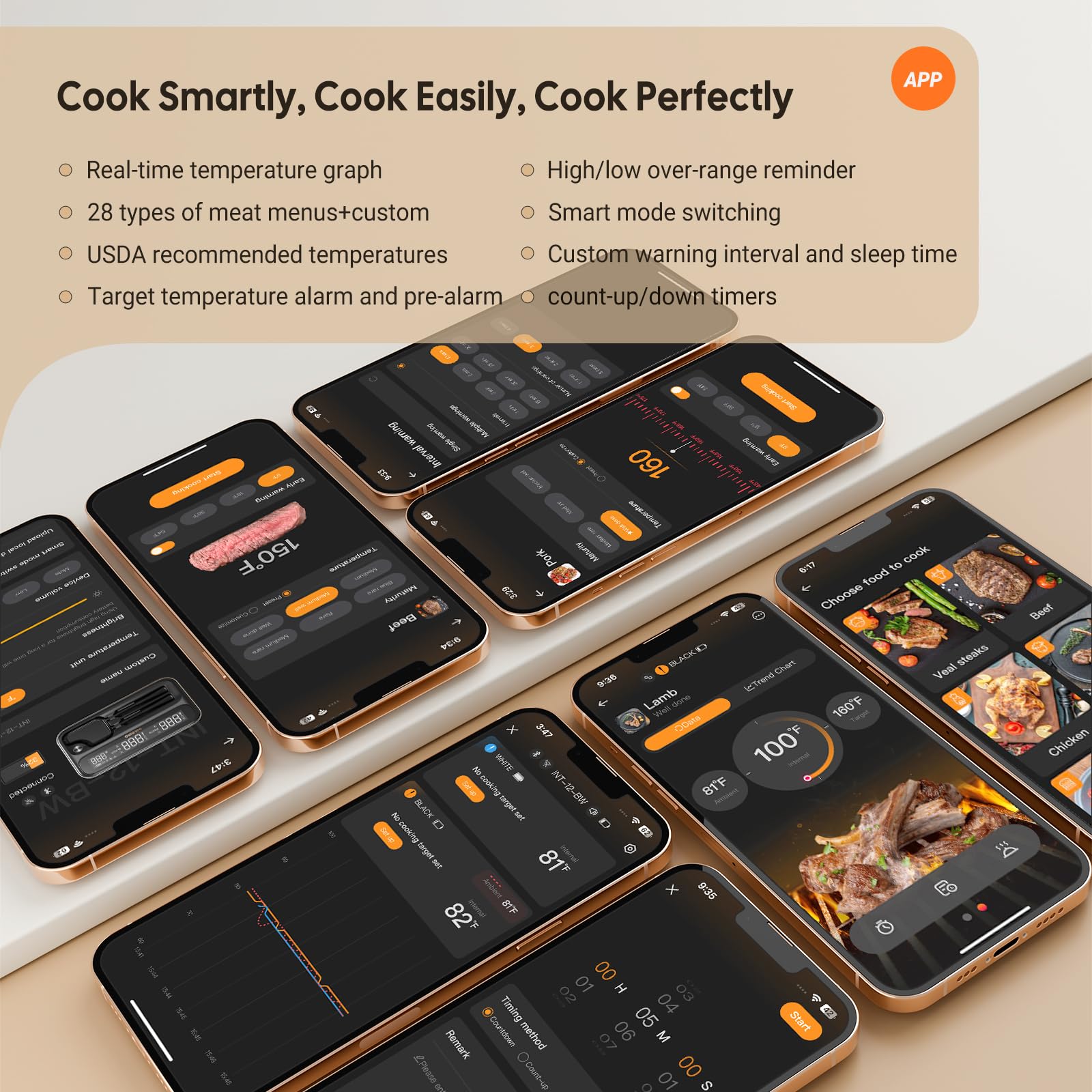 Inkbird thermomètre en action fixé sur un gril pour contrôle précis