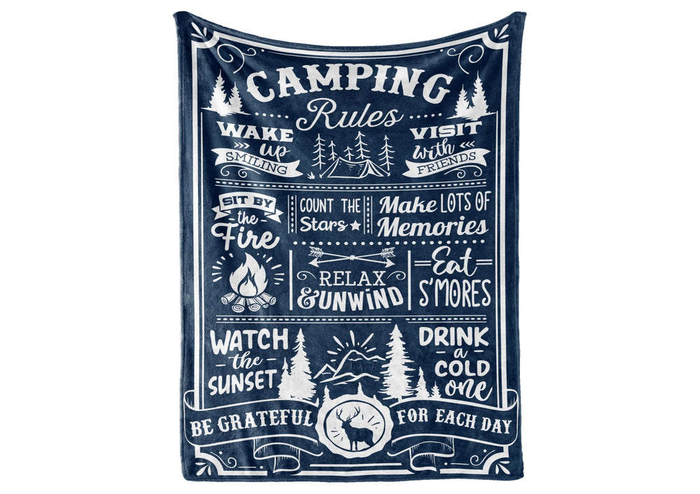 InnoBeta vue avant du plaid montrant le motif camping utile pour cadeaux