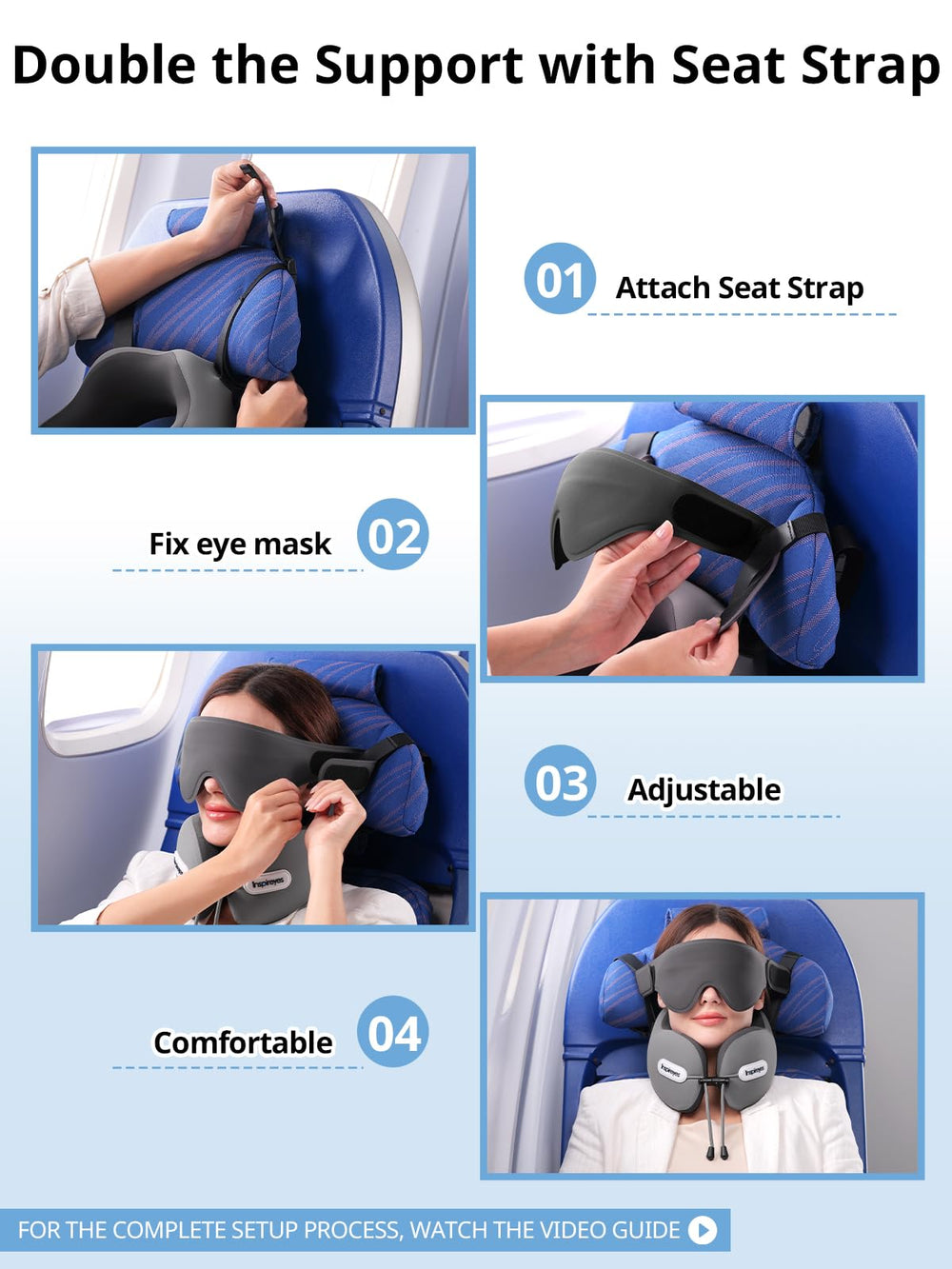 Inspireyes coussin utilisé en avion garantissant soutien pendant sommeil