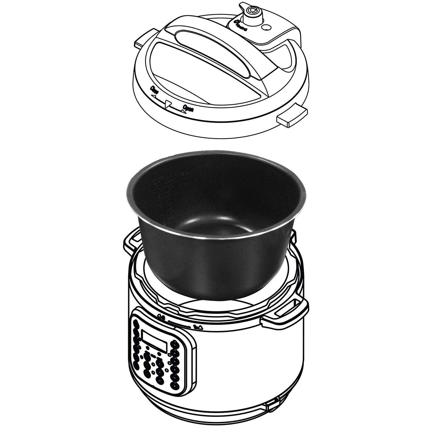 Instant Pot intérieur avec lignes embossées de remplissage, sécurité et précision