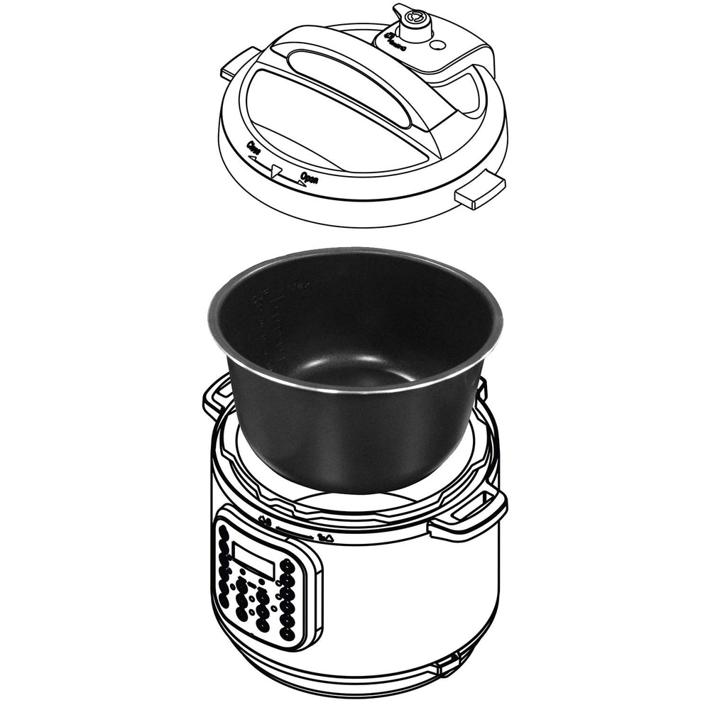 Instant Pot intérieur avec lignes embossées de remplissage, sécurité et précision