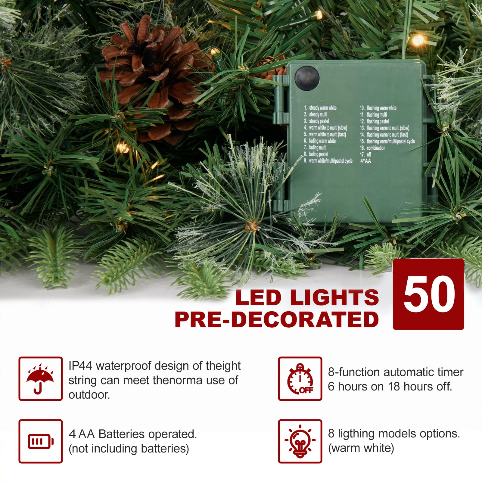 INSTREE CHRISTMAS comparaison d'échelle montrant longueur de 9ft pour couverture