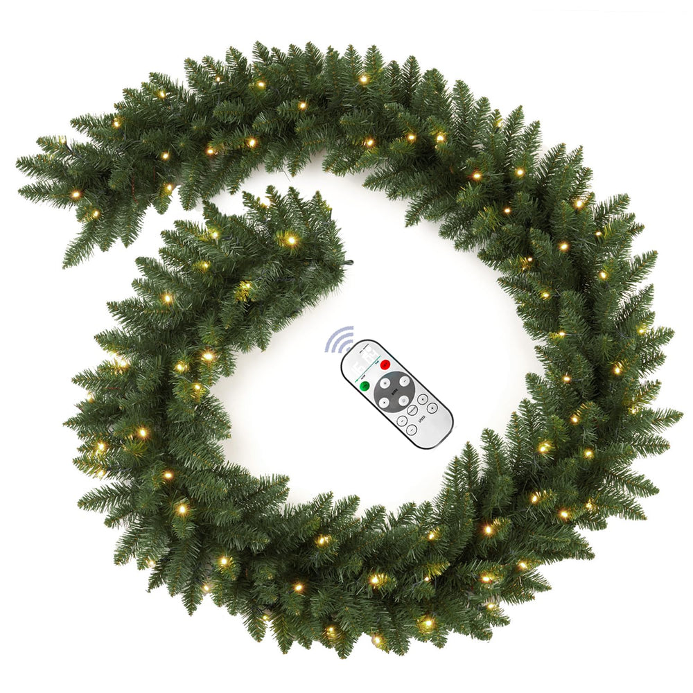 INSTREE CHRISTMAS guirlande 9ft étendue montrant longueur et volume, simplifie installation