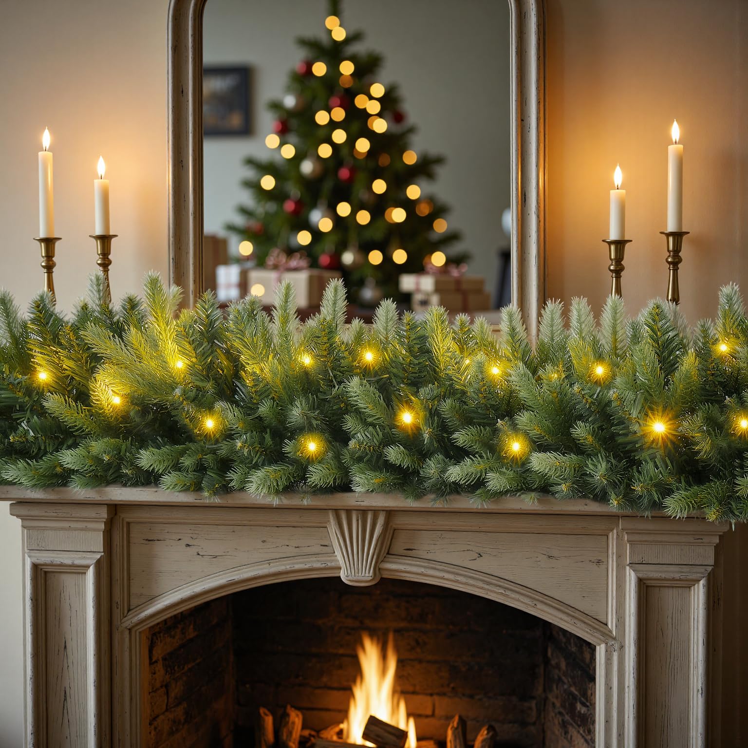 INSTREE CHRISTMAS guirlande posée sur une rampe d'escalier, effet décoratif immédiat
