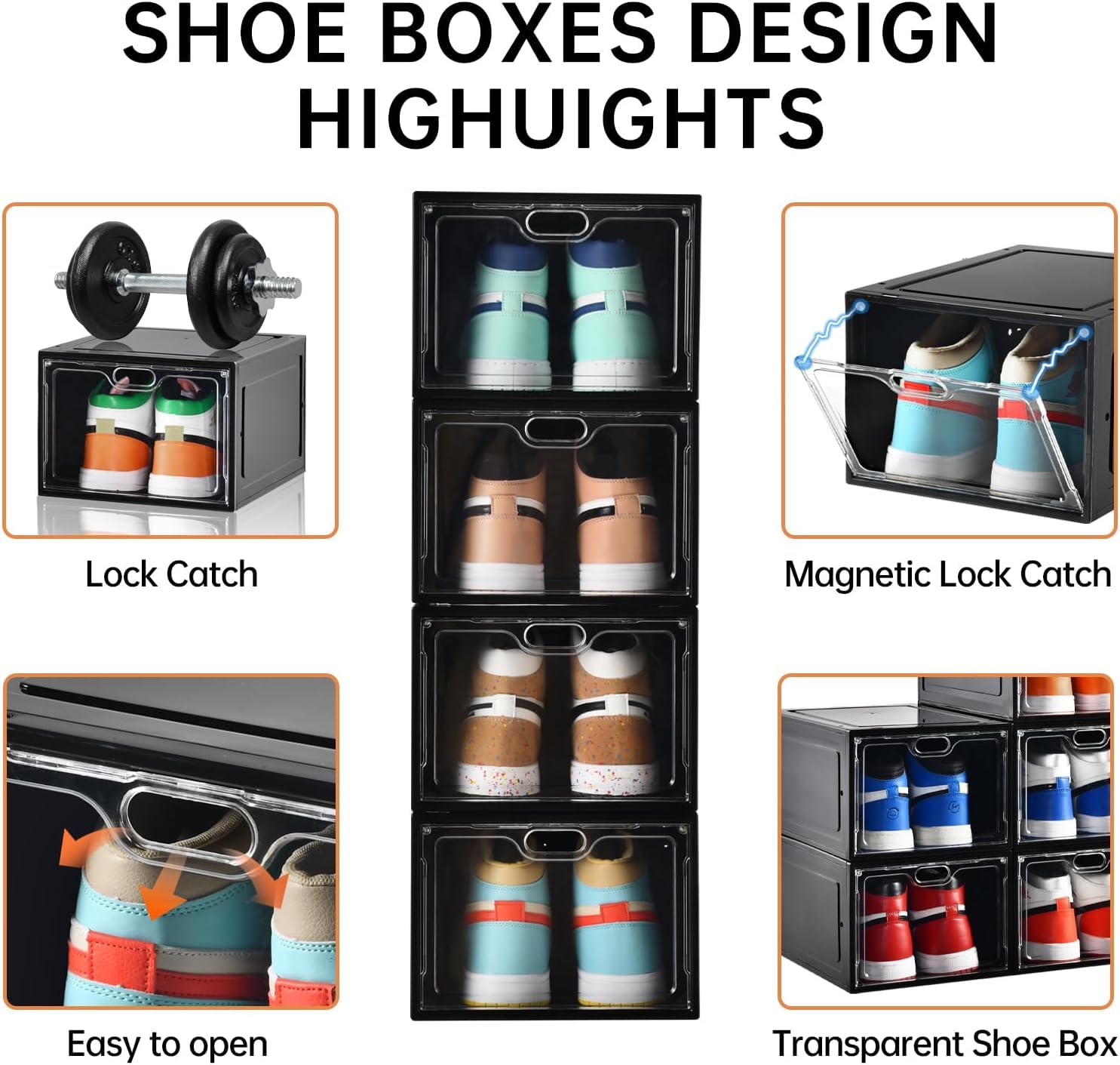 INSTY boîtes empilées exposant une collection de sneakers de façon ordonnée
