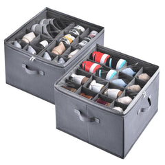 INSTY boîte face avant grise montrant design empilable et gain de place