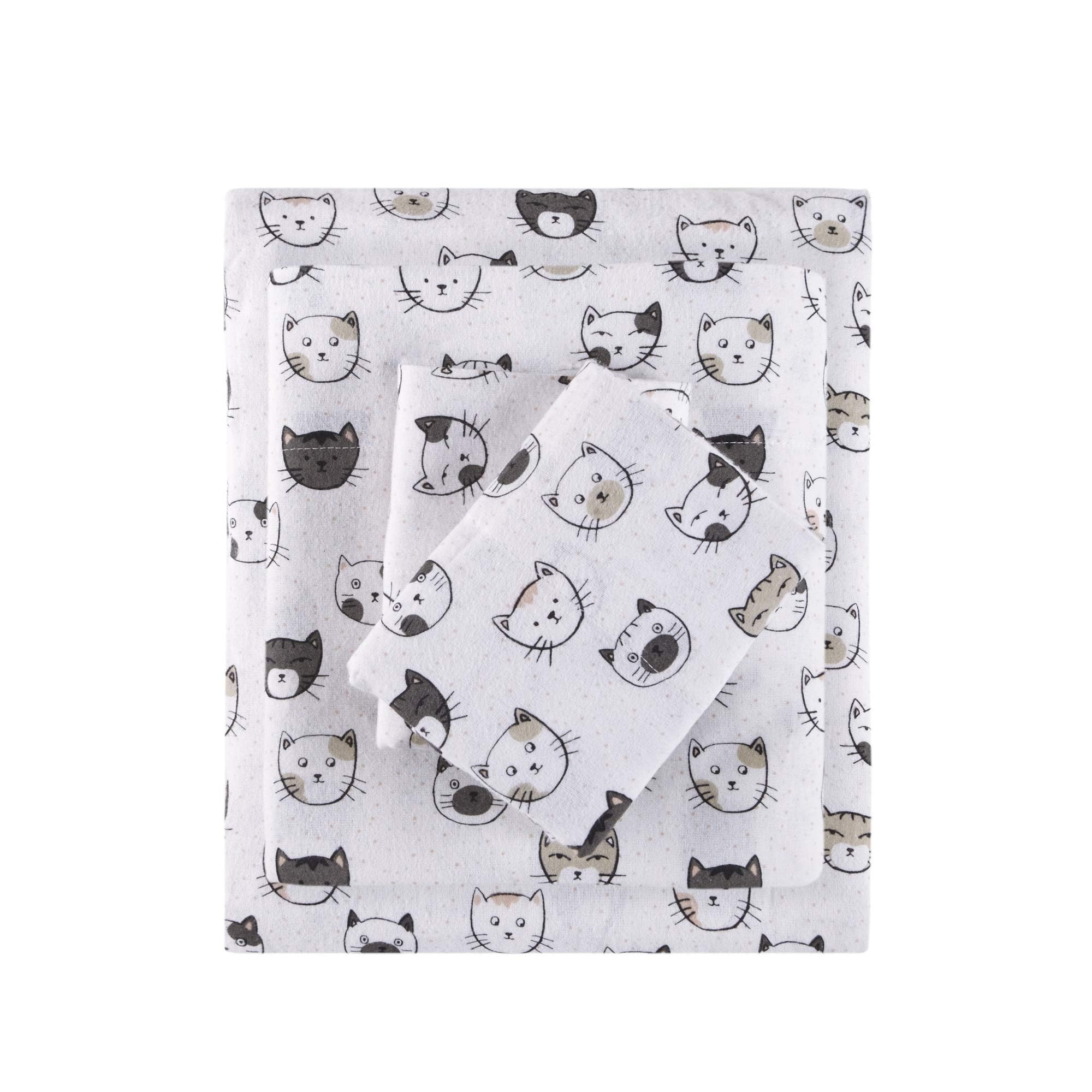 Intelligent Design vue avant de l'ensemble de draps affichant le motif chats étoiles et chaleur
