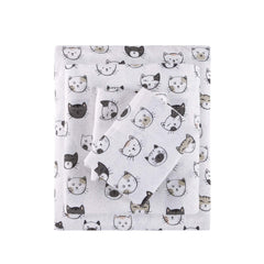 Intelligent Design vue avant de l'ensemble de draps affichant le motif chats étoiles et chaleur