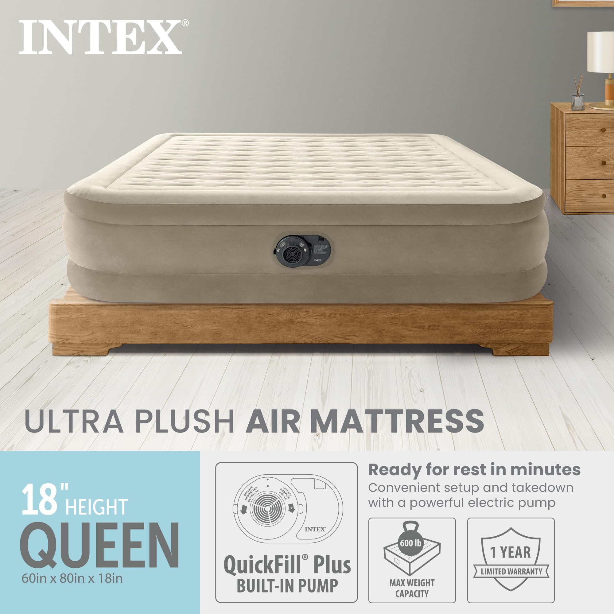 INTEX gros plan du tissu velouté montrant confort et anti-glissement