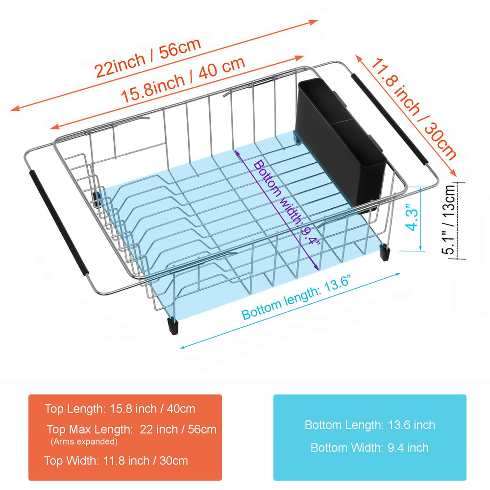 iPEGTOP égouttoir complètement étendu pour évier plus large et stabilité