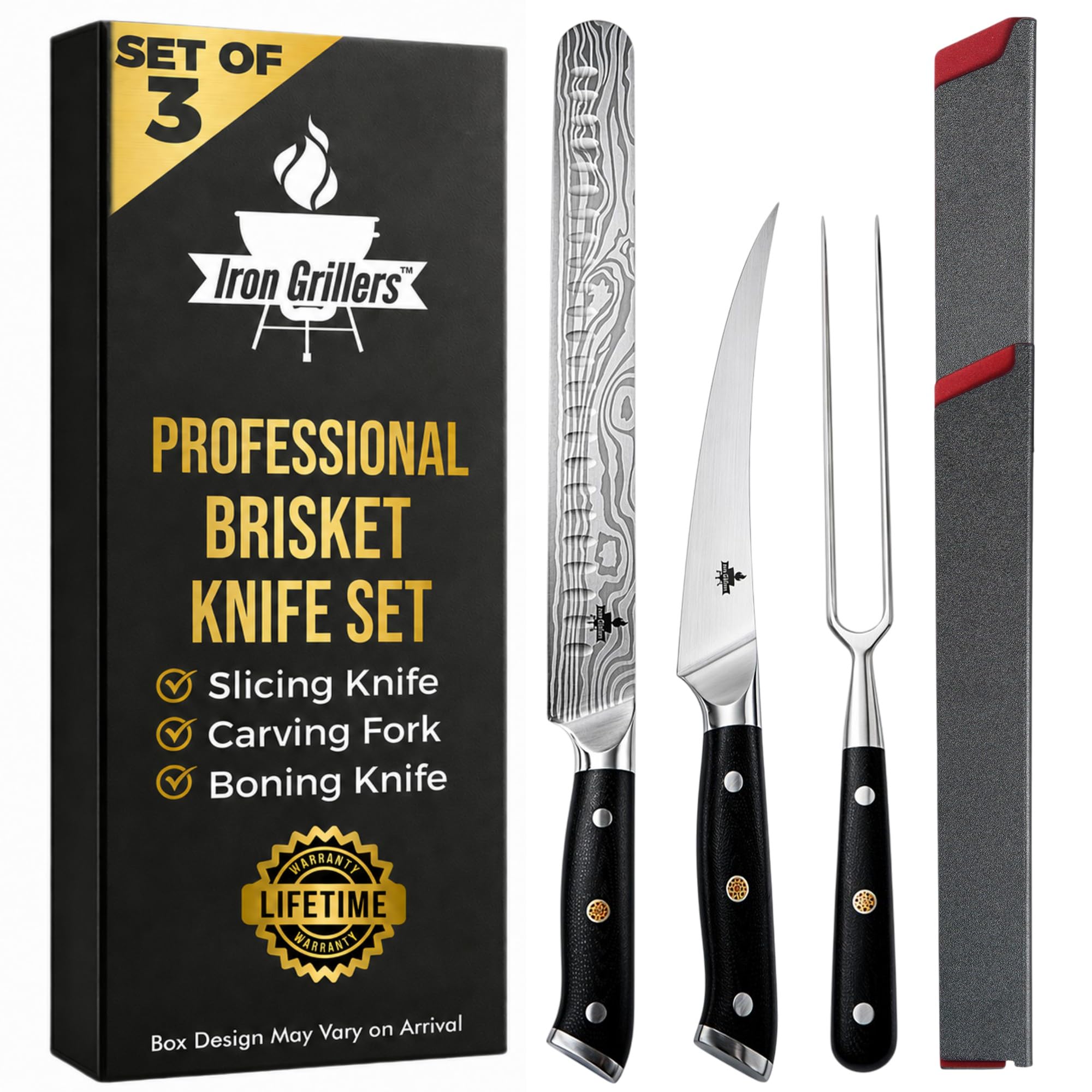 Iron Grillers ensemble en coffret, présentation élégante pour cadeau pratique