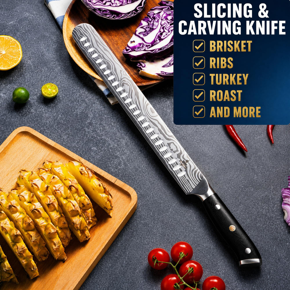 Iron Grillers manche pakkawood triple-riveté, prise confortable et durable