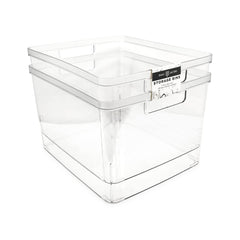 Isaac Jacobs vue de face du bac transparent montrant rangement clair et gain de place