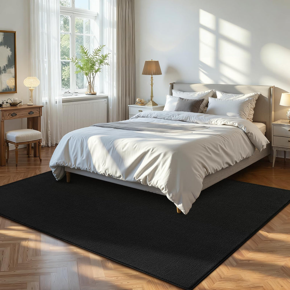ISEAU tapis posé dans chambre, apporte chaleur et style immédiat