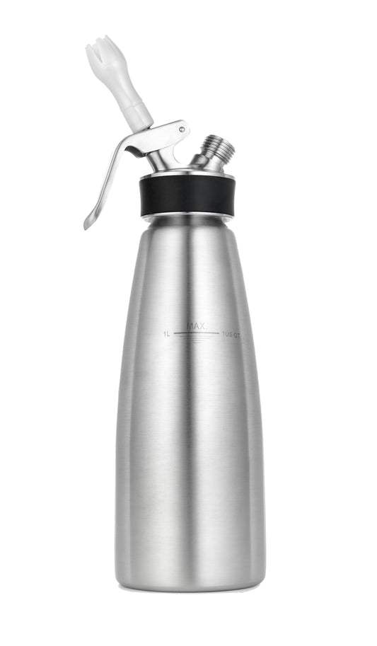 iSi Cream Profi Whip vue avant montrant le flacon inox, gain de temps en service