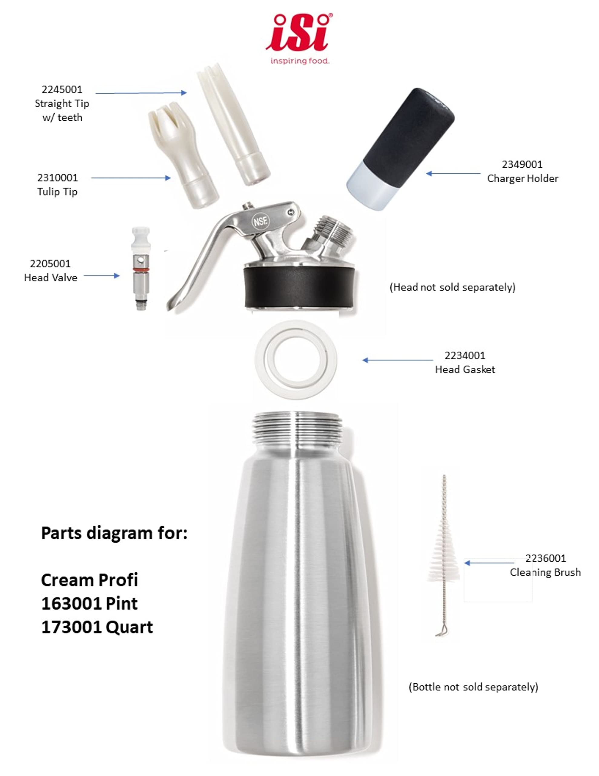 iSi Cream Profi Whip joint en silicone avec languette pour nettoyage facile