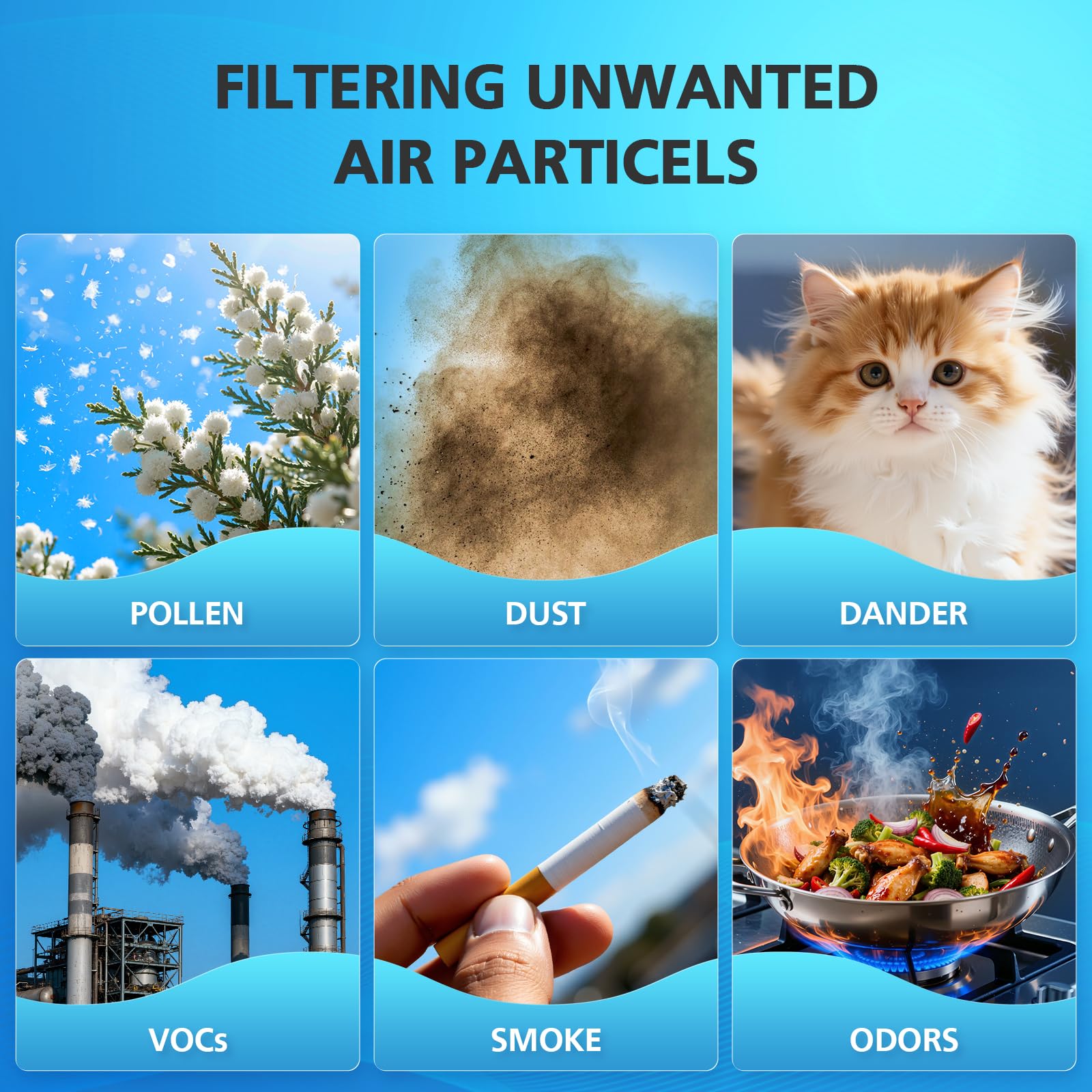 iSingo filtre en situation salon illustrant air plus propre et confort