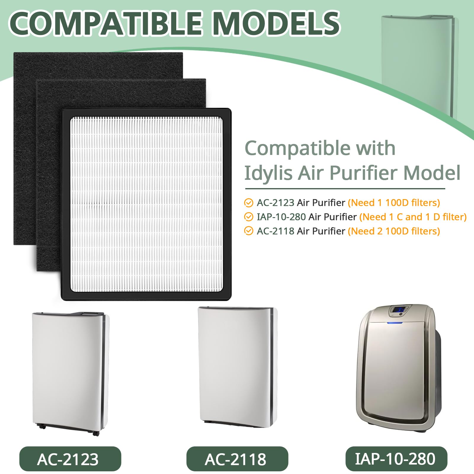 isinlive kit de filtres déplié montrant le filtre principal et charbon pour remplacement rapide