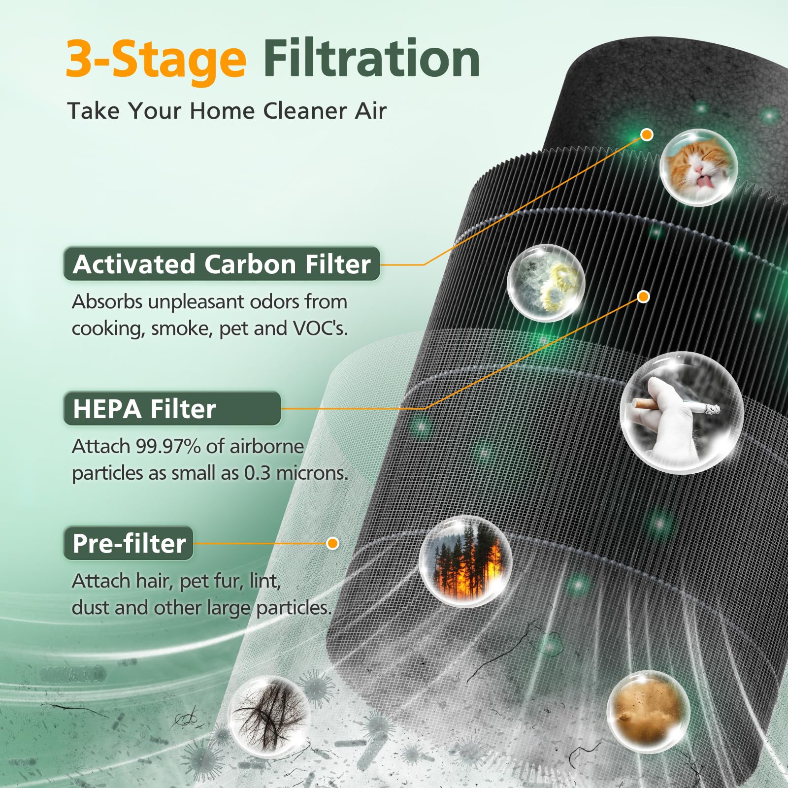 isinlive zoom sur couche HEPA illustrant capture des particules fines