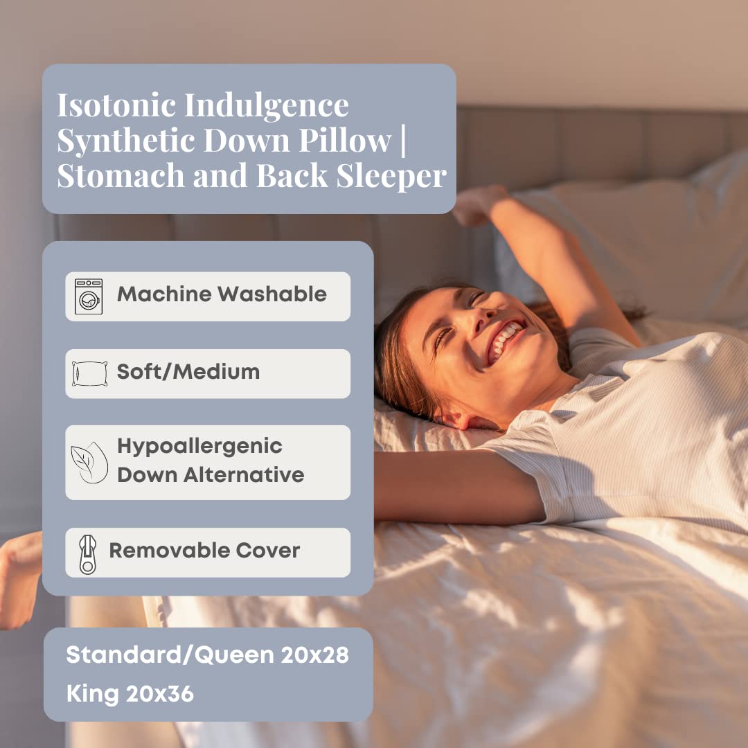 Isotonic oreiller à l'échelle montrant dimensions King pour couverture d'épaule