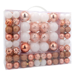 ISULIFE boîte ouverte montrant 87 ornements rose gold, rangement pratique