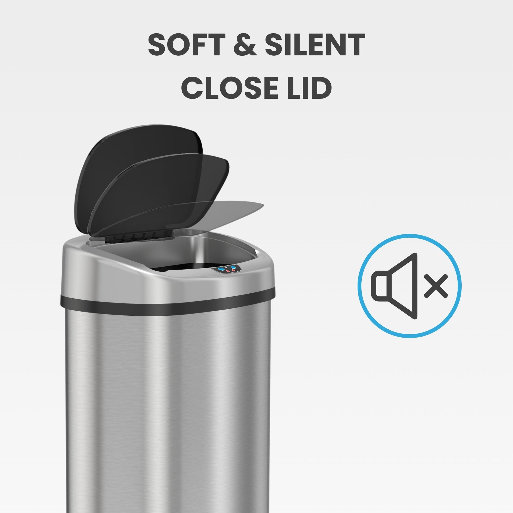 iTouchless vue côté montrant empreinte ovale étroite pour gain de place