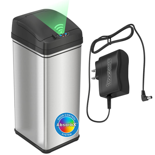 iTouchless vue avant poubelle 50L design propre et pratique