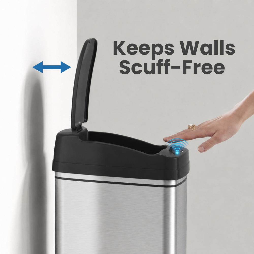 iTouchless compartiment piles ouvert, installation des 4 piles D simple et accessible